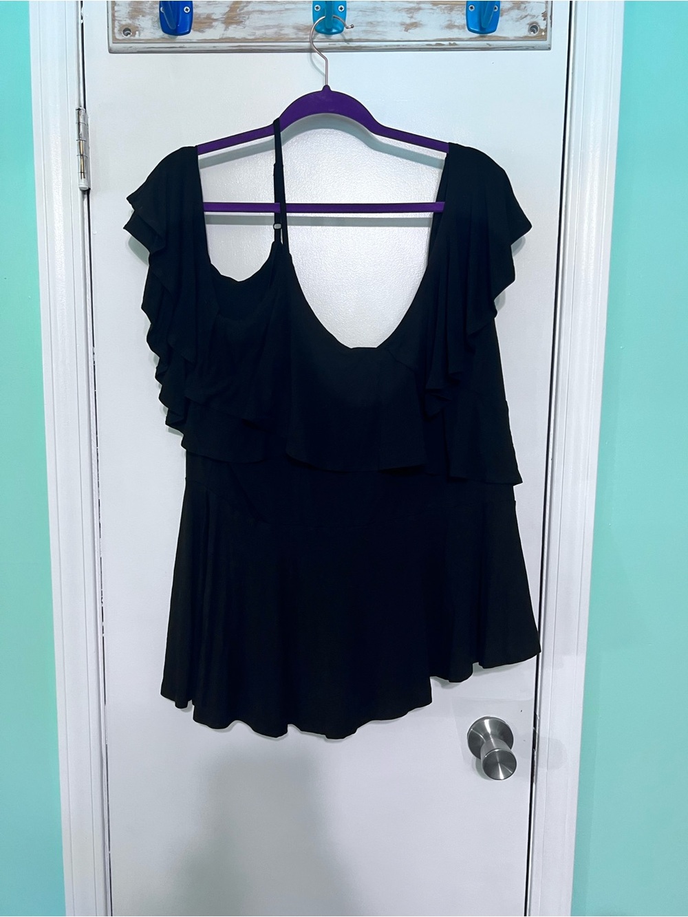 Black Ruffle Sleeve Women's Top Size XXL